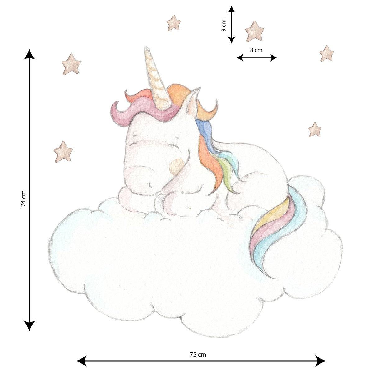 Vinilo Decorativo Infantil Unicornio Durmiendo Sueños de Cigüeña - Nanetes #